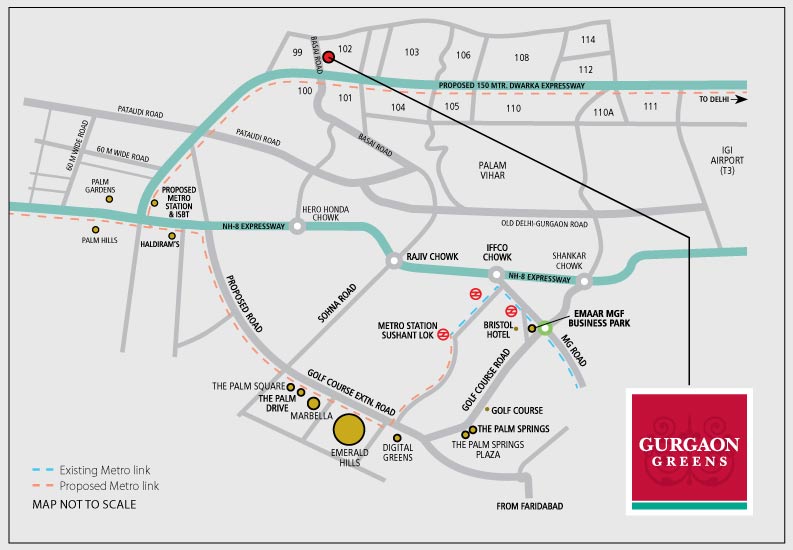 Emaar Gurgaon Greens Location Plan